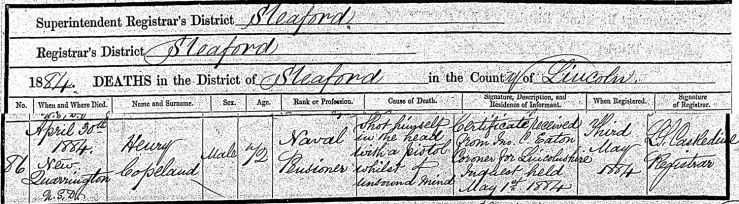 Henry Copeland Death Certificate